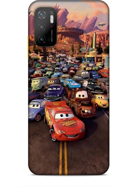 Xiaomi Poco M3 Pro Kılıf Animasyon 30 Arabalar Kenarları Şeffaf Kapak