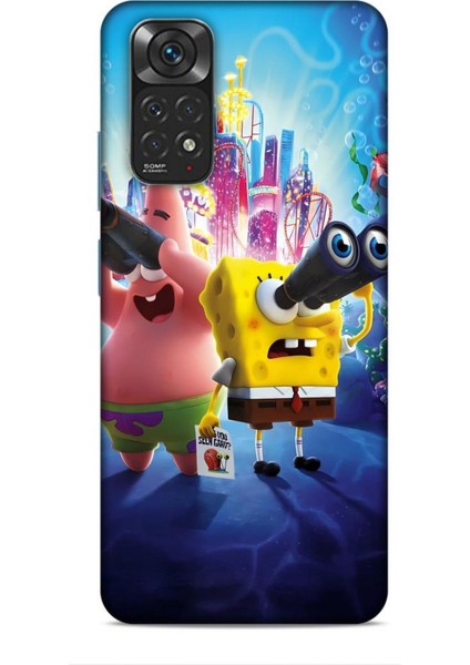 Xiaomi Redmi Note 11 Kılıf Animasyon 2 Sünger Bob Mavi Kapak