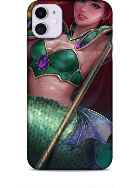 Apple iPhone 11 Kılıf Animasyon 5 Küçük Deniz Kızı Yeşil Koruma Kılıfı