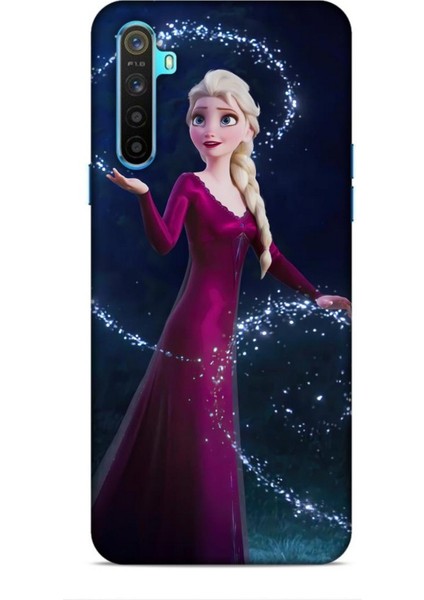Realme 6i Kılıf Animasyon 3 Frozen Elsa Ülkesi Bordo Arka Kapak