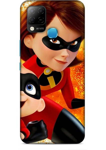 Infinix Hot 10T Kılıf Animasyon 7 Inanılmaz Aile Kırmızı Desenli Kılıf