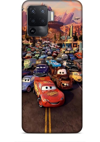 Oppo Reno 5 Lite Kılıf Animasyon 30 Arabalar Kenarları Şeffaf Kapak