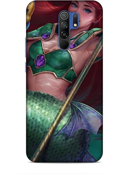 Xiaomi Redmi 9 Kılıf Animasyon 5 Küçük Deniz Kızı Yeşil Koruma Kılıfı