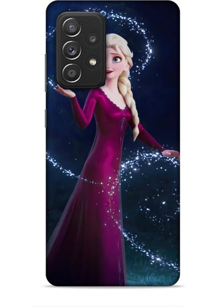 Samsung Galaxy A52 Kılıf Animasyon 3 Frozen Elsa Ülkesi Bordo Arka Kapak
