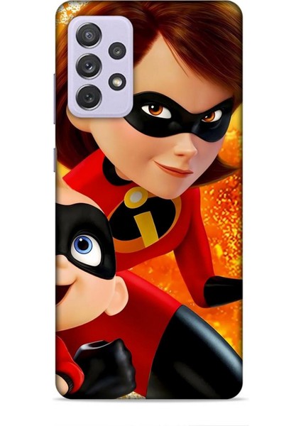 Samsung Galaxy A72 Kılıf Animasyon 7 Inanılmaz Aile Kırmızı Desenli Kılıf