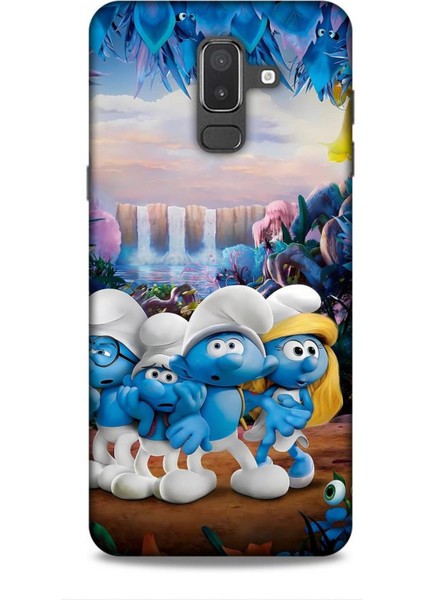 Samsung Galaxy J8 Kılıf Animasyon 29 Şirinler Leke Tutmaz Kapak