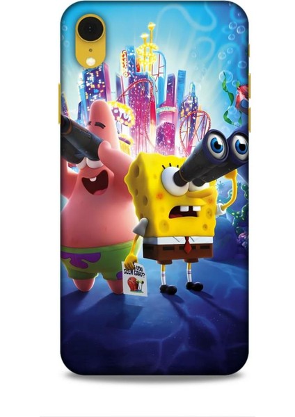 Apple iPhone Xr Kılıf Animasyon 2 Sünger Bob Mavi Kapak