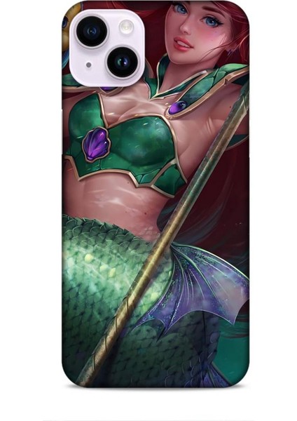 Apple iPhone 14 Plus Kılıf Animasyon 5 Küçük Deniz Kızı Yeşil Koruma Kılıfı