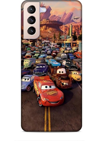 Samsung Galaxy S21 Plus Kılıf Animasyon 30 Arabalar Kenarları Şeffaf Kapak