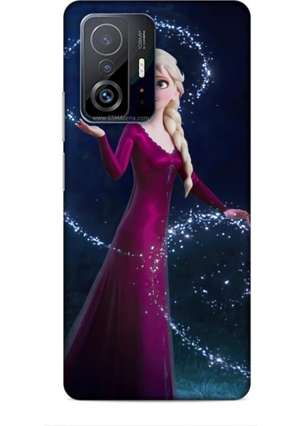 Xiaomi 11T Pro Kılıf Animasyon 3 Frozen Elsa Ülkesi Bordo Arka Kapak