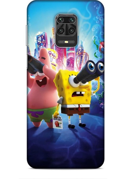 Xiaomi Redmi Note 9 Pro Kılıf Animasyon 2 Sünger Bob Mavi Kapak