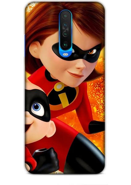 Xiaomi Poco X2 Kılıf Animasyon 7 Inanılmaz Aile Kırmızı Desenli Kılıf