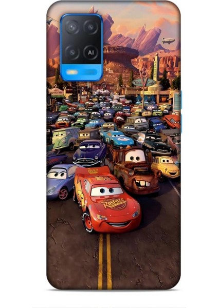 Oppo A54 Kılıf Animasyon 30 Arabalar Kenarları Şeffaf Kapak