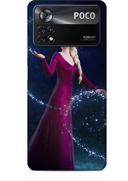 Xiaomi Poco X4 Pro 5g Kılıf Animasyon 3 Frozen Elsa Ülkesi Bordo Arka Kapak