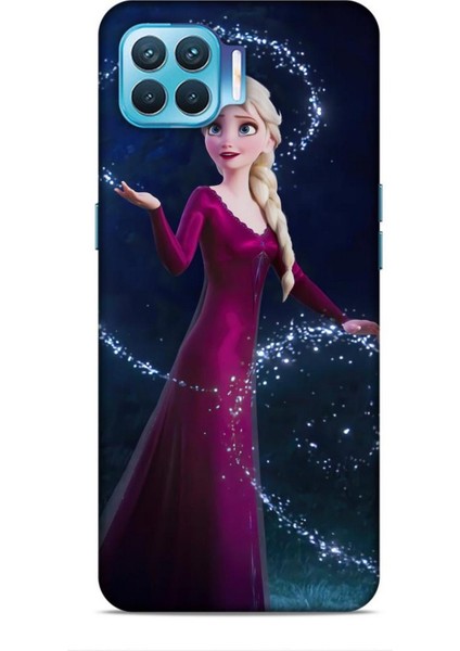 Oppo Reno 4 Lite Kılıf Animasyon 3 Frozen Elsa Ülkesi Bordo Arka Kapak