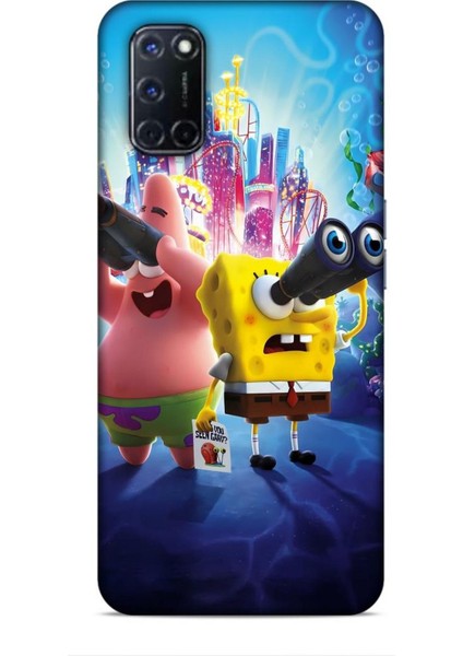 Oppo A52 Kılıf Animasyon 2 Sünger Bob Mavi Kapak