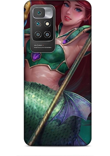 Xiaomi Redmi 10 Kılıf Animasyon 5 Küçük Deniz Kızı Yeşil Koruma Kılıfı