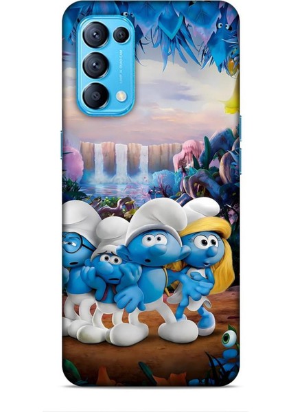 Oppo Reno 5 Kılıf Animasyon 29 Şirinler Leke Tutmaz Kapak