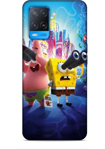 Oppo A54 Kılıf Animasyon 2 Sünger Bob Mavi Kapak