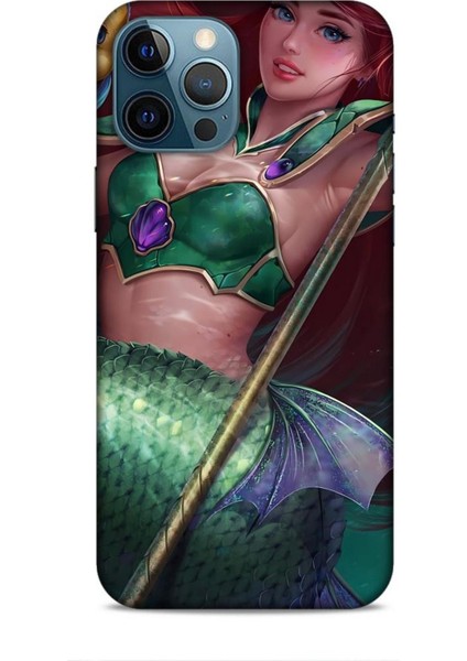Apple iPhone 12 Pro Max Kılıf Animasyon 5 Küçük Deniz Kızı Yeşil Koruma Kılıfı