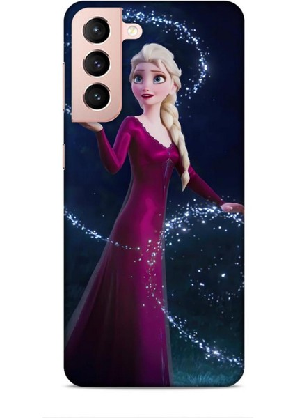Samsung Galaxy S21 Kılıf Animasyon 3 Frozen Elsa Ülkesi Bordo Arka Kapak