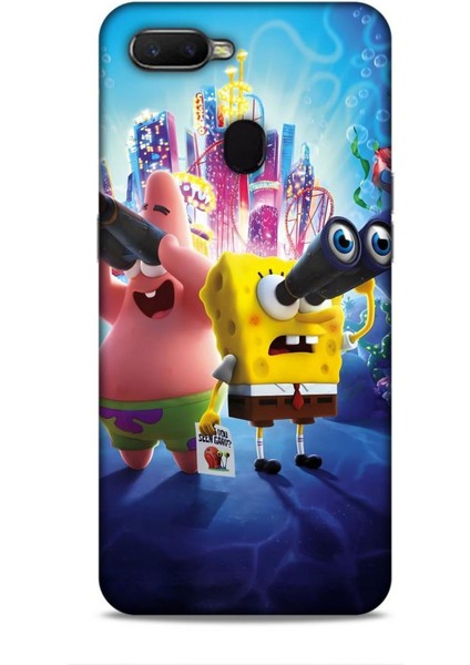 Oppo Ax7 Kılıf Animasyon 2 Sünger Bob Mavi Kapak