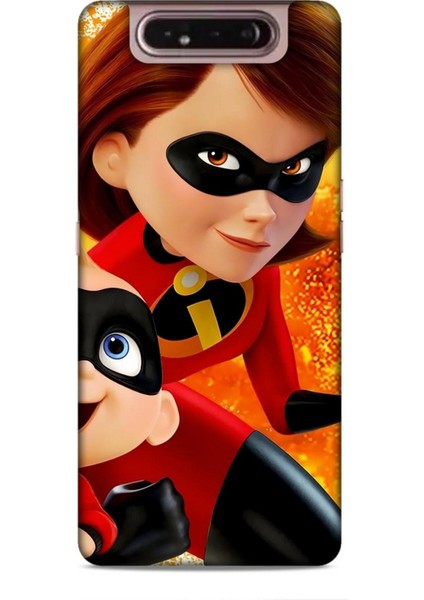 Samsung Galaxy A80 Kılıf Animasyon 7 Inanılmaz Aile Kırmızı Desenli Kılıf