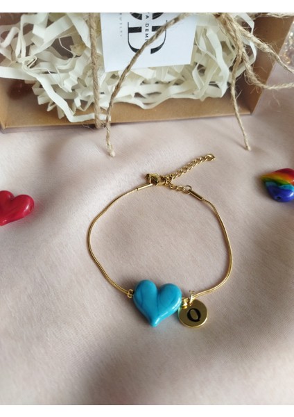 Kişiye Özel Harfli Beyaz Murano Kalp Detaylı Gold Zincir Bileklik fiyatları