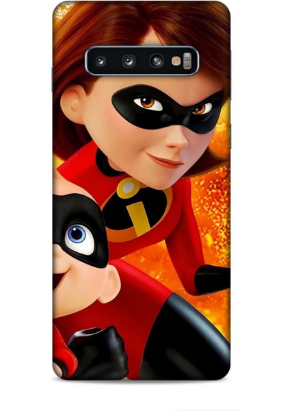 Samsung Galaxy S10 Kılıf Animasyon 7 Inanılmaz Aile Kırmızı Desenli Kılıf