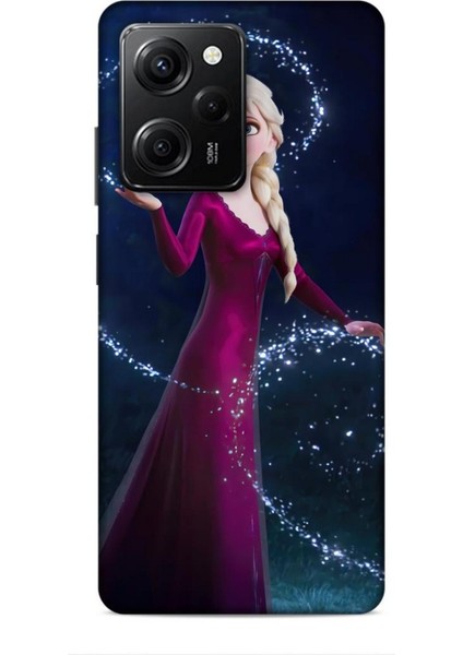 Xiaomi Poco X5 Pro 5g Kılıf Animasyon 3 Frozen Elsa Ülkesi Bordo Arka Kapak