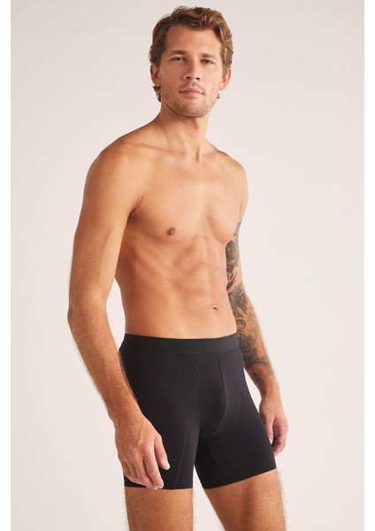 Chelsea Çizgi Desenli Pamuk Erkek Boxer Siyah