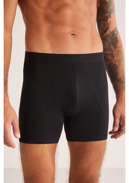 Chelsea Çizgi Desenli Pamuk Erkek Boxer Siyah fırsatları