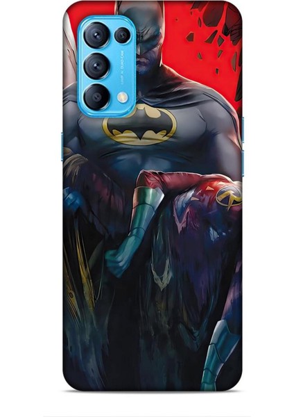 Oppo Reno 5 Kılıf Animasyon 8 Batman Siyah Baskılı Kılıf