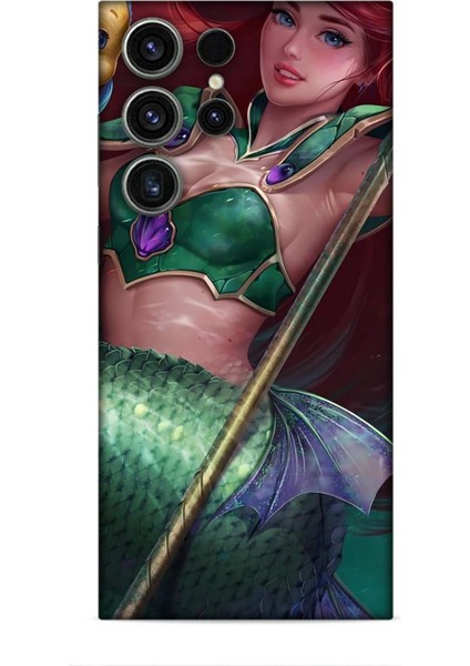 Samsung Galaxy S23 Ultra Kılıf Animasyon 5 Küçük Deniz Kızı Yeşil Koruma Kılıfı