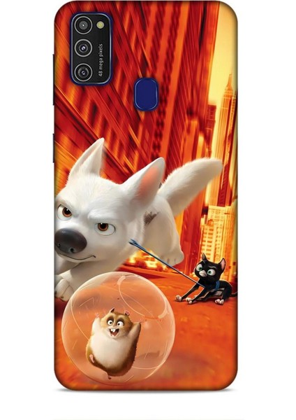 Samsung Galaxy M21 Kılıf Animasyon 28 Bolt Turuncu Iz Bırakmayan Kılıf