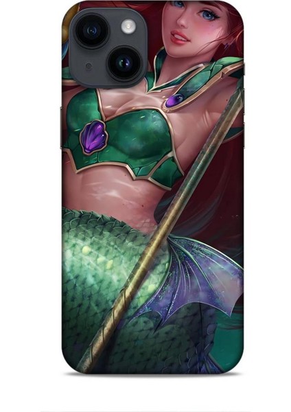 Apple iPhone 14 Kılıf Animasyon 5 Küçük Deniz Kızı Yeşil Koruma Kılıfı