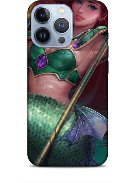 Apple iPhone 13 Pro Kılıf Animasyon 5 Küçük Deniz Kızı Yeşil Koruma Kılıfı
