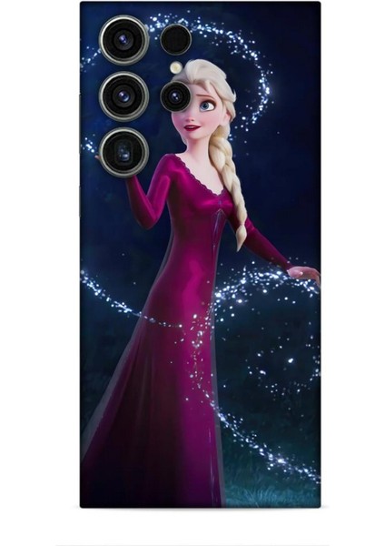 Samsung Galaxy S24 Ultra Kılıf Animasyon 3 Frozen Elsa Ülkesi Bordo Arka Kapak