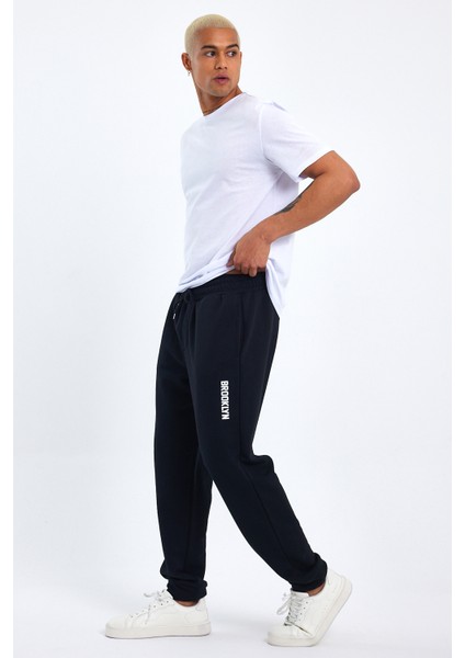 Erkek Regular/normal Kesim Lastik Belli Brooklyn Şehir Baskılı Eşofman Altı 24EA203 modelleri