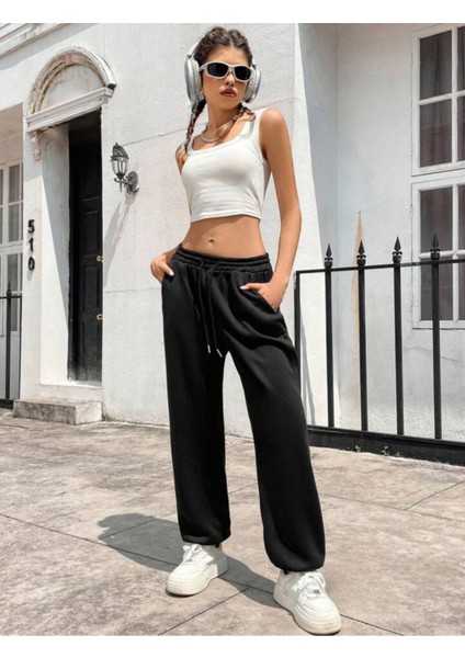 Kadın Kendinden Kıvırma Bol Eşofman