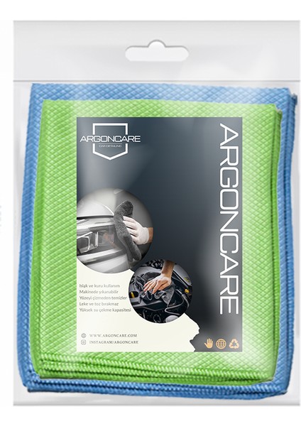 ARGON CARE 2'li Mikrofiber Baklava Desenli Cam Bezi 40X40CM