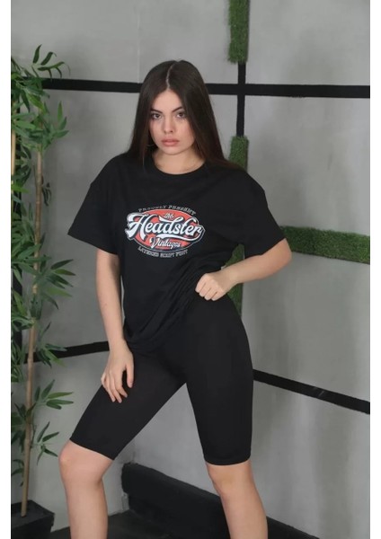 Baskılı Oversize T-Shirt Siyah