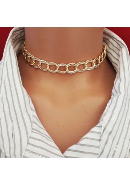 Altın Kaplama Uzay Yolu Kadın Choker Kolye