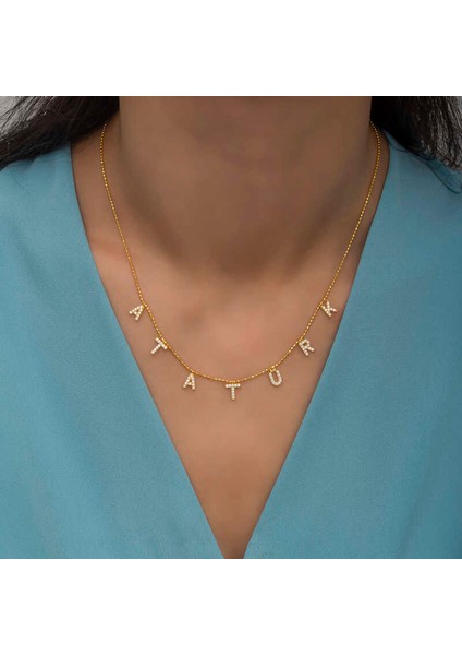Gümüş Gold Atatürk Yazılı Bayan Kolye fiyatları
