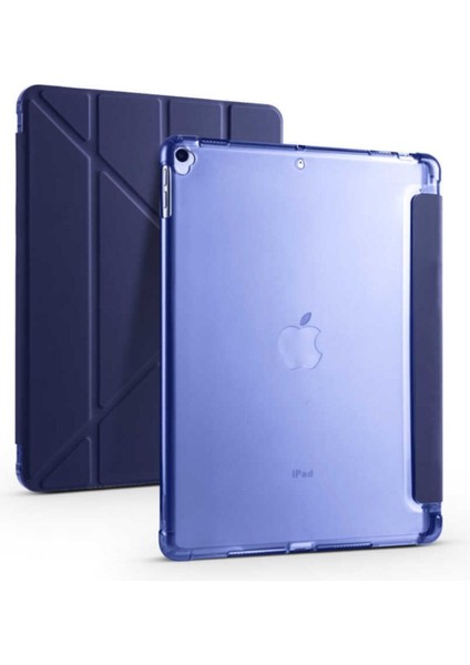 Apple iPad Air 3. Nesil 10.5 Inc (2019) Yatay ve Dikey Standlı Antişok Köşe Korumalı Kalemlikli Origami Slikon Kılıf A2123 A2152 A2153
