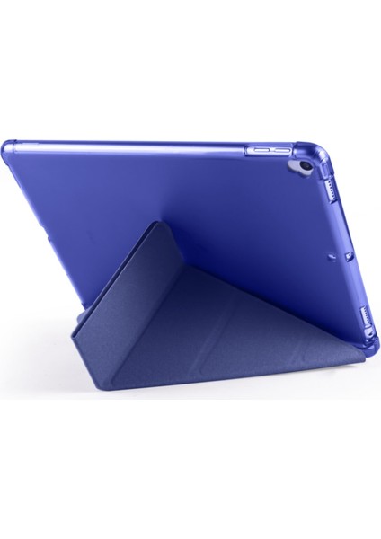 Apple iPad Air 3. Nesil 10.5 Inc (2019) Yatay ve Dikey Standlı Antişok Köşe Korumalı Kalemlikli Origami Slikon Kılıf A2123 A2152 A2153
