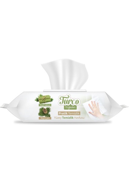 Turco Doğadan Pratik Yüzey Temizlik Havlusu 100 Yaprak Yeşil Sabun/yeşil Çam (6 Lı Set) 600 Yaprak