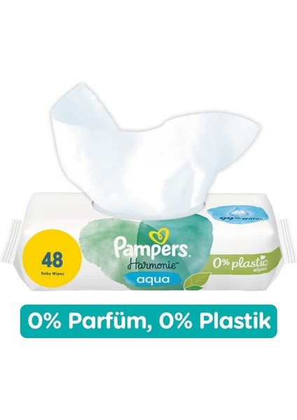 Pampers Harmonie Islak Havlu Mendil Aqua Pure 48 Yaprak 6 Lı Set (288 Yaprak) Organik Pamuk