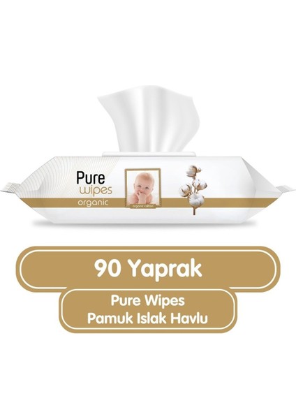 Pure Baby Islak Havlu Mendil 90 Yaprak Yenidoğan Organic Pamuklu (3 Lü Set) 270 Yaprak Plst Kapak