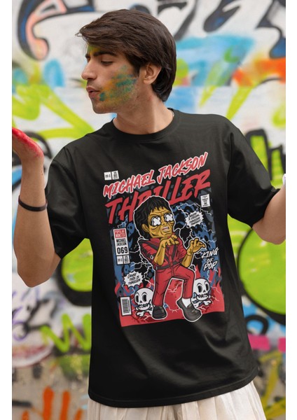 Minyatür Michael Jackson Baskılı T-Shirt Erkek-Kadın Moon Walk Baskılı T-Shirt modelleri